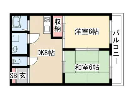 第2マルカネビル(2DK/2階)の間取り写真