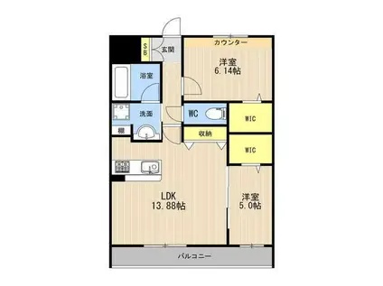 LIBTH大津(2LDK/3階)の間取り写真