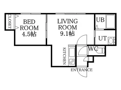 レスティアーナ東札幌(1LDK/3階)の間取り写真