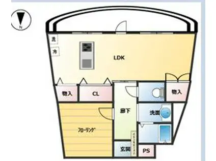 落合公園ハウス(1LDK/8階)の間取り写真