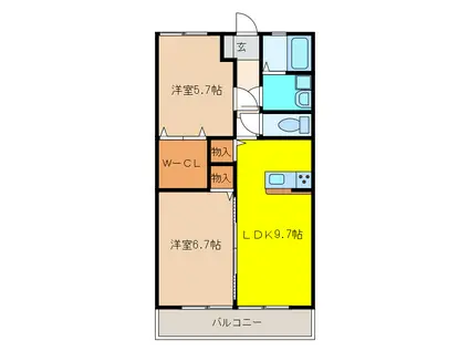 カーサ リーノ(2LDK/1階)の間取り写真
