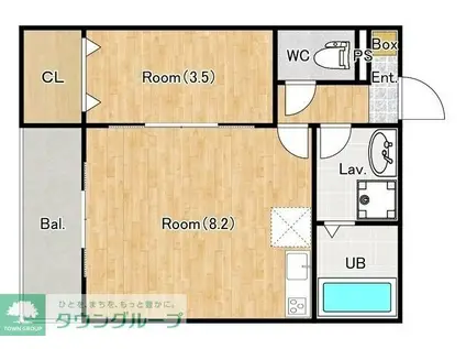 ジーメゾン松戸六実ディア(1LDK/1階)の間取り写真