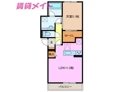 ディーシャンブル川原町(1LDK/1階)の間取り写真