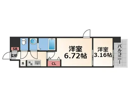 AELL OSAKA イースト(2K/8階)の間取り写真