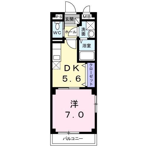 プリムローズヒル神石(1DK/1階)の間取り写真