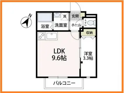 エブリン溝ノ口(1LDK/2階)の間取り写真