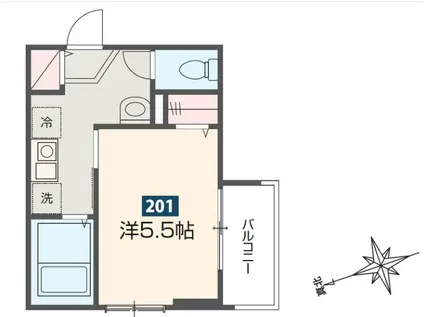 MELDIA幕張(1K/2階)の間取り写真