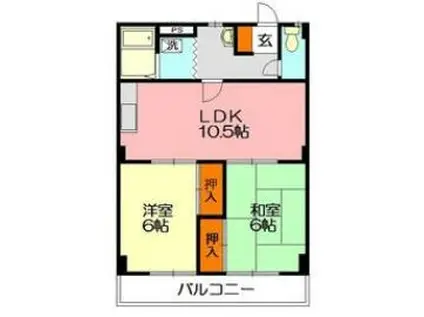 五島ハイツ(2DK/2階)の間取り写真