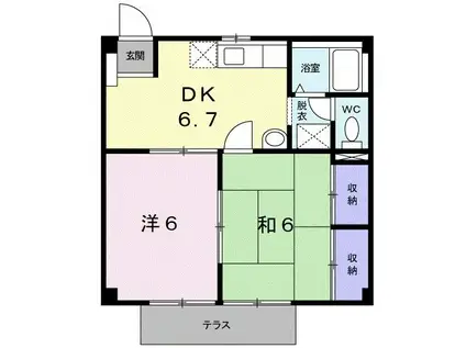 メゾン・ユーアイ(2DK/1階)の間取り写真