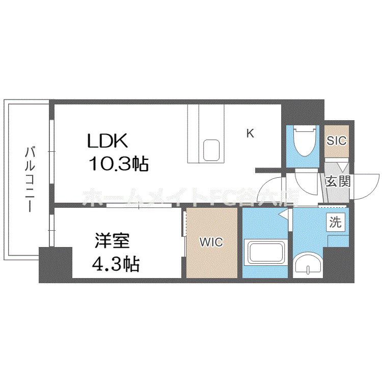 D.CLAREST本庄東FJRE(1LDK/10階)の間取り写真