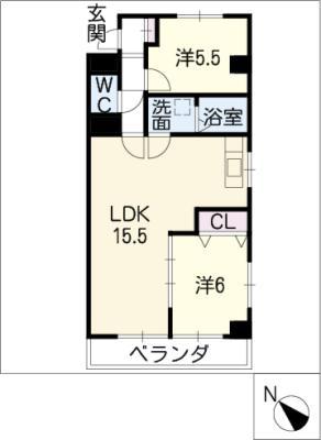 サンハイツ松井(2LDK/2階)の間取り写真