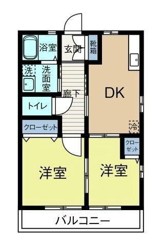 ハイムレトア(2DK/1階)の間取り写真
