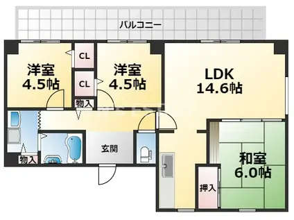 ラ・セーヌ兵庫(3LDK/7階)の間取り写真