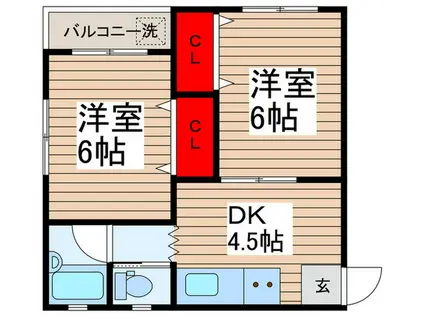 サンコーポミヨシ(2DK/2階)の間取り写真