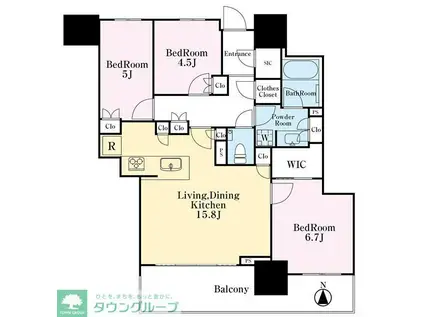 幕張ベイパーク スカイグランドタワー(3LDK/8階)の間取り写真