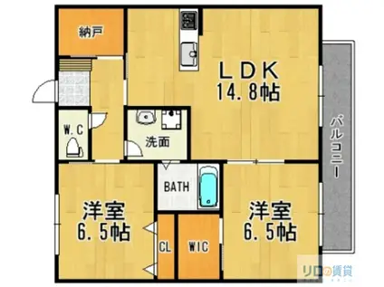 エルレーブJSメゾーネ(2LDK/2階)の間取り写真
