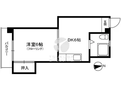 佐藤ビル(1DK/4階)の間取り写真