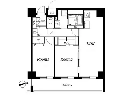 レジディア西天満(2LDK/2階)の間取り写真