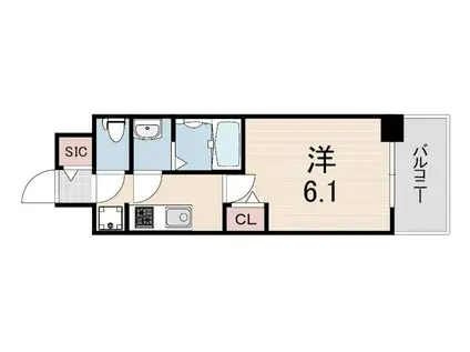 アドバンス神戸パーチェ(1K/6階)の間取り写真