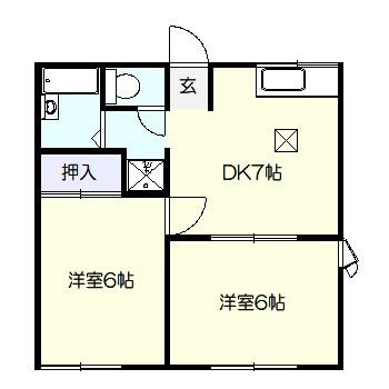 タウンハイツ富士見(2DK/1階)の間取り写真