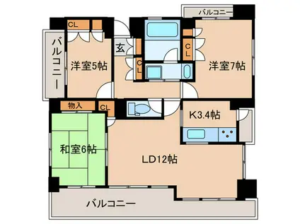 藤和シティホームズ武蔵小金井駅前(3LDK/6階)の間取り写真