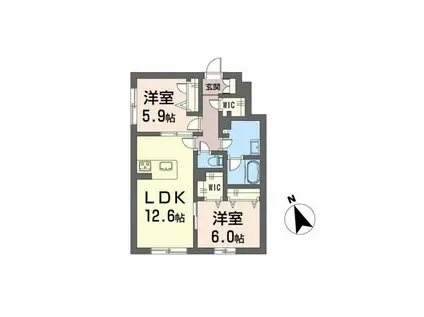メゾンドノアール(2LDK/1階)の間取り写真