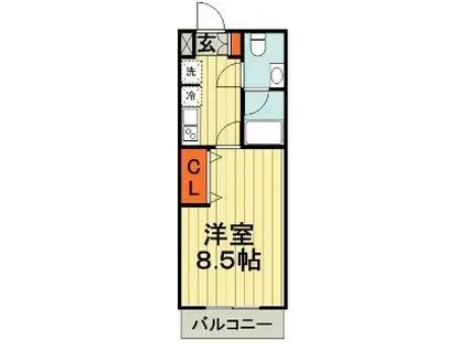 ヴェールコート新宿(1K/1階)の間取り写真