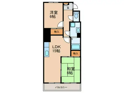 東昭ビル(2LDK/3階)の間取り写真