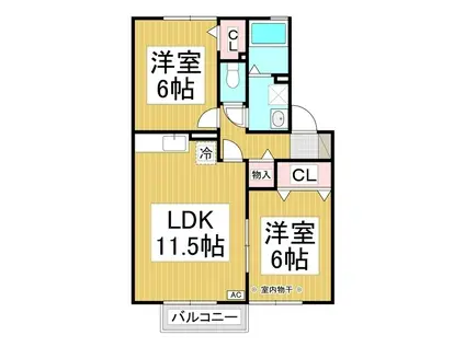 コーモド・パティオA棟(2LDK/1階)の間取り写真