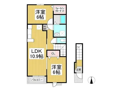 カーサ メーラ(2LDK/2階)の間取り写真