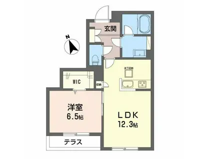 ピアヌーラ祇園(1LDK/1階)の間取り写真