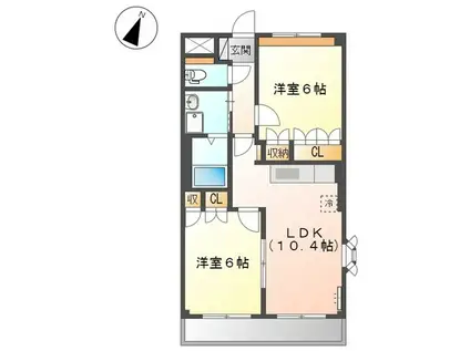 ピュアローズ(2LDK/2階)の間取り写真