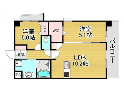 スプランディッド中之島ウエスト(2LDK/3階)の間取り写真