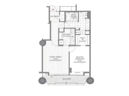 赤坂溜池タワーレジデンス(1LDK/22階)の間取り写真