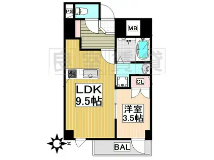 栃の木ハウス(1K/2階)の間取り写真