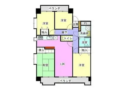 スカイヒルズ植田(4LDK/1階)の間取り写真