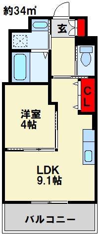 ソレイユ・ルヴァン赤坂(1LDK/2階)の間取り写真