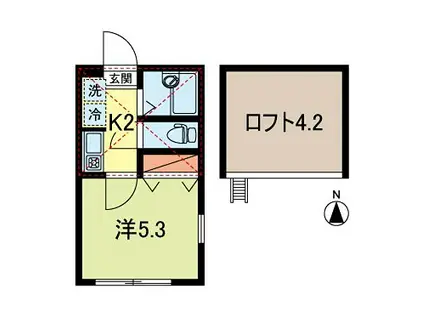 サニーコート東高円寺(1K/2階)の間取り写真