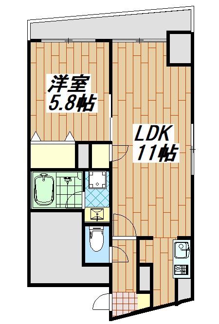 BICHINADA(1LDK/2階)の間取り写真