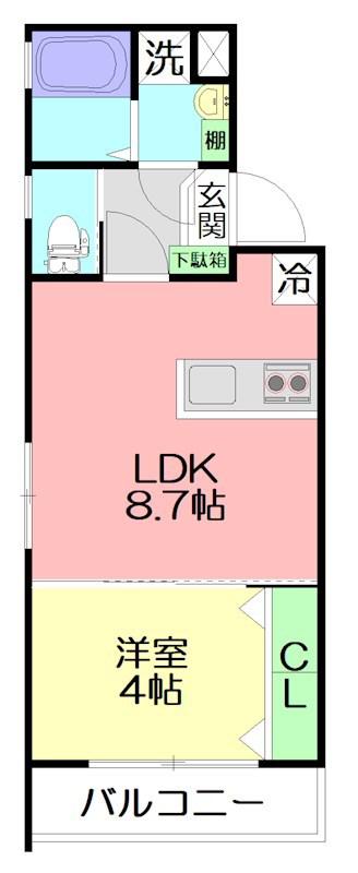 GLANDEAR鎌倉(1LDK/4階)の間取り写真