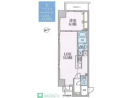 ラ・グリシーヌ(1LDK/4階)の間取り写真