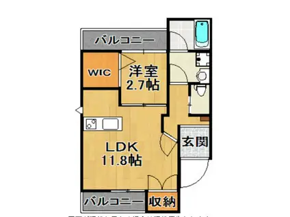 プレザント薬院(1LDK/3階)の間取り写真