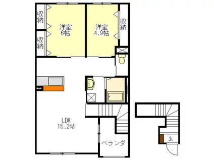 F.アザレア 7(2LDK/2階)の間取り写真