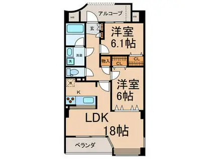 コントレール桜(2LDK/5階)の間取り写真