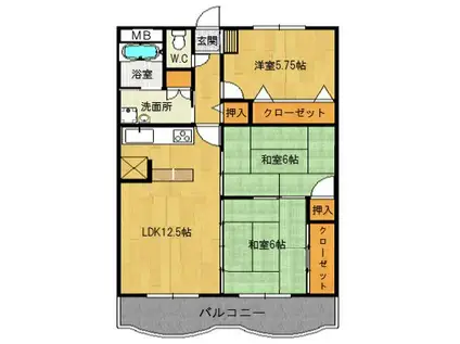 アビタシオンヤヒロ(3LDK/2階)の間取り写真