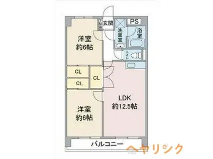 レージュ吉根(2LDK/3階)の間取り写真