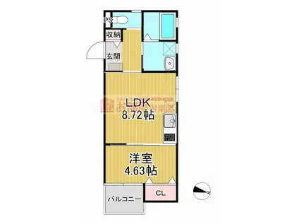 ティーレグノ野伏間(1LDK/3階)の間取り写真