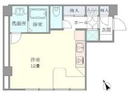 ベルメゾン千歳台(ワンルーム/1階)の間取り写真