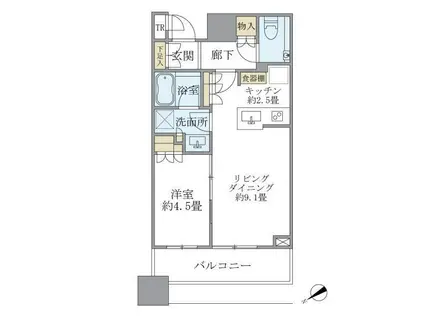 ブリリアタワーズ目黒 サウスレジデンス(1LDK/8階)の間取り写真