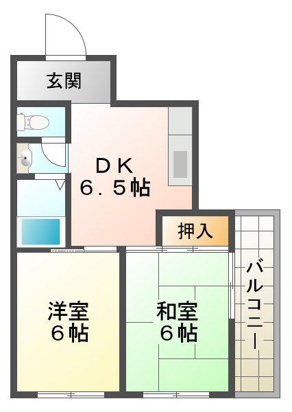 ハイツ高丸(2DK/2階)の間取り写真